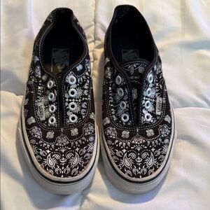 Vans Black and White Paisley Sneakers Rare!!!!